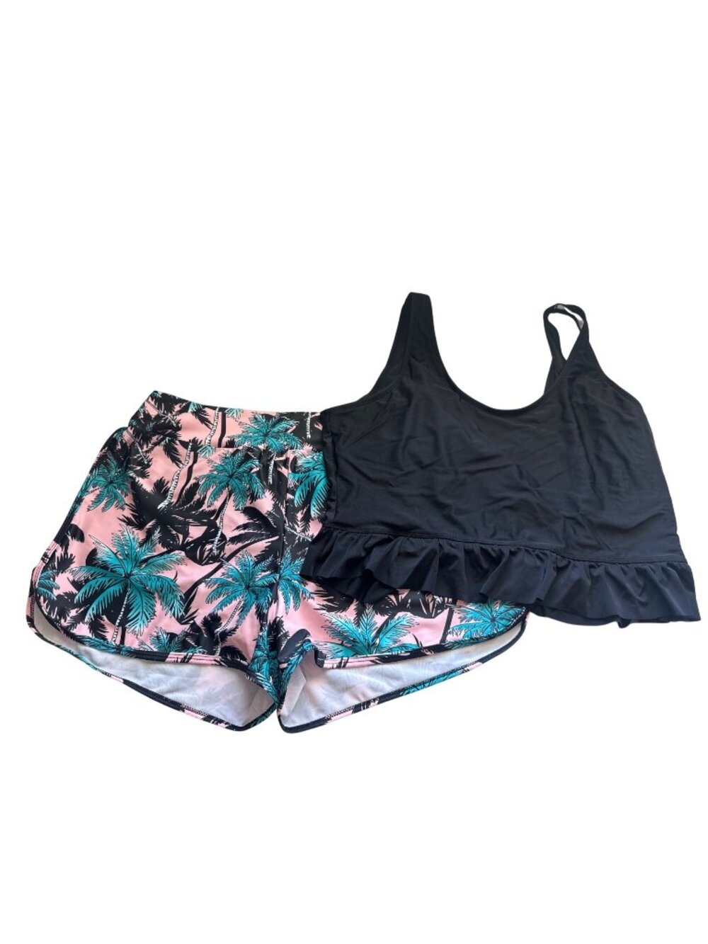 Relleciga + Kona Sol Womens Swimsuit Sz XL Shorts + Tankini Tropical Beachy NWT